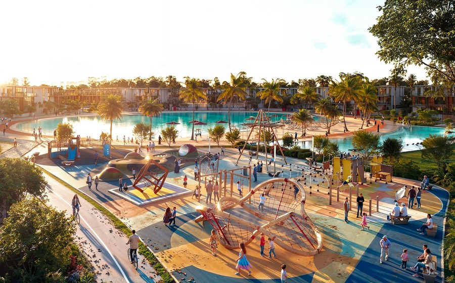 Tilal Binghatti lagoon community render